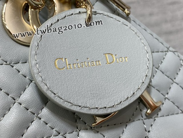 Dior专柜新款Lady女包迪奥顶级原单三格湖水蓝Classic Lady戴妃包 djfk1215